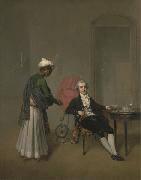 Arthur William Devis Portrait of a Gentleman, Possibly William Hickey, and an Indian Servant